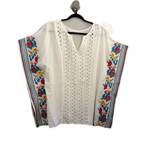 Andree By Unit Embroidered Tunic Top Poncho Style Size M/L - Picture 1 of 9